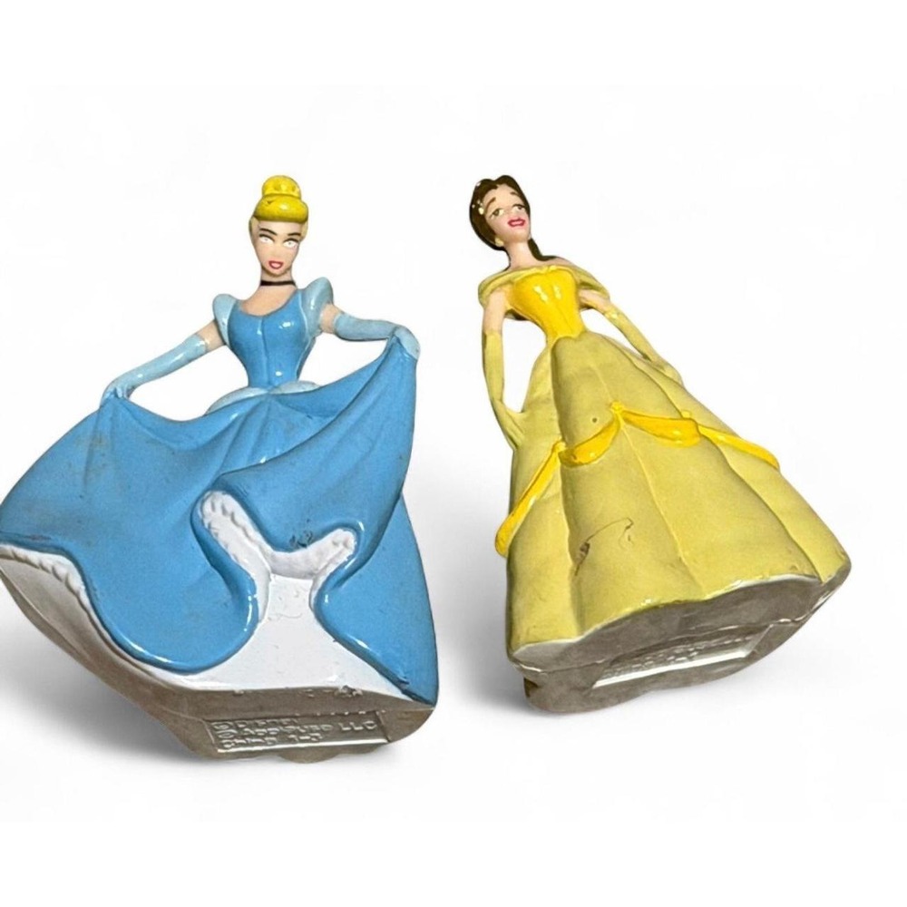 Disney Cinderella Belle Princess Figurines Lot of 2 Vintage Applause PVC 3"